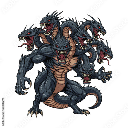 A monstrous hydra handdrawn Illustration