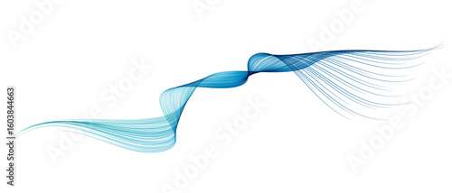 Vector abstract brush stroke wavy lines flowing smooth curve blue teal gradient isolated on transparent background in concept of technology, science, music, modern.