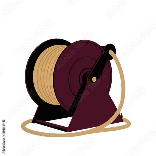 Silhouette of hose reel on white background, minimalistic design
