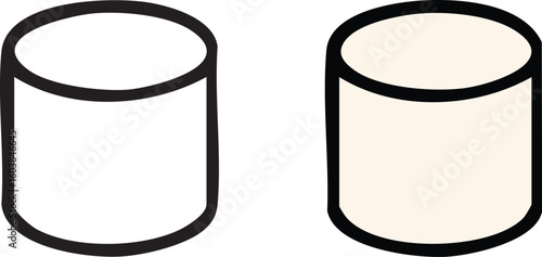 A minimalist illustration of two database symbols, one shown as a simple outline and the other filled.
