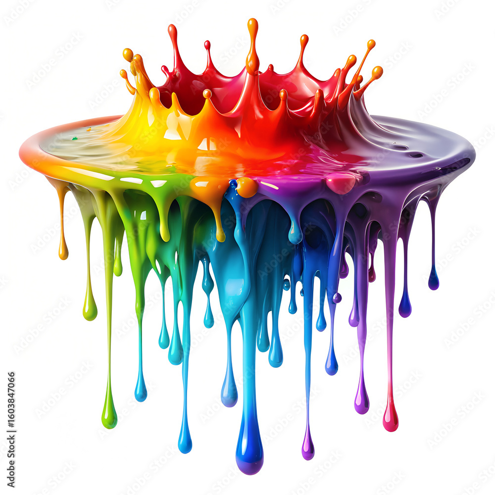 Naklejka premium Colorful paint splashes with flowing liquid art design