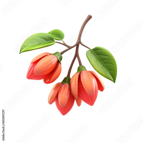 Ackee Fruit 3D icon isolated on a transparent background
