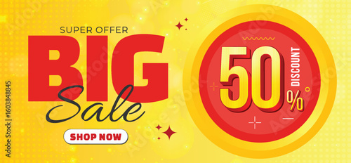 Super Sale Banner with 50% Discount Offer