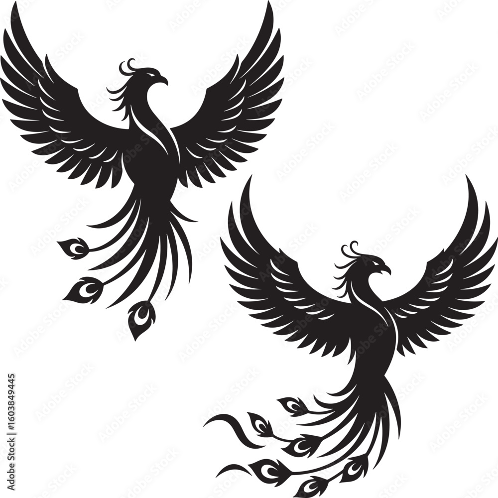 Fototapeta premium Flying eagle vector silhouette illustration with spread wings