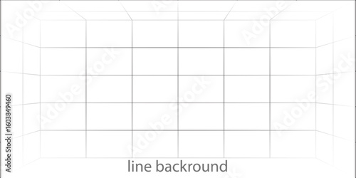 Empty futuristic digital box room white background with black grid space line color surface. EPS 10