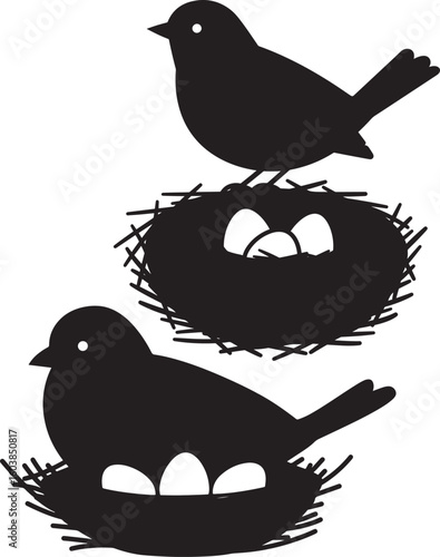 Black crow or raven perching on a winter tree branch, a vector silhouette illustration of wild nature and bird art