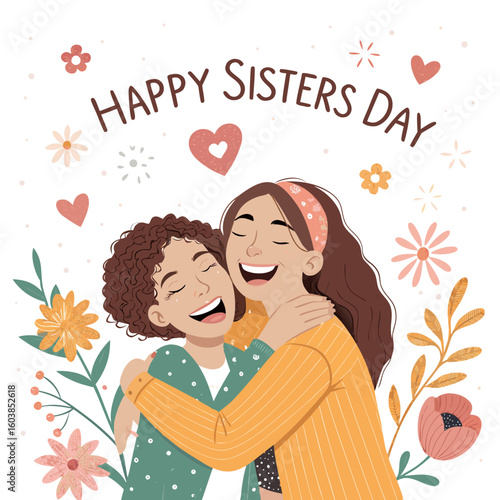 National Sisters Day Vector Illustration  Happy Sisterhood, Love, and Friendship