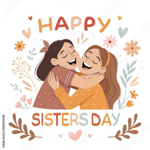 National Sisters Day Vector Illustration  Happy Sisterhood, Love, and Friendship