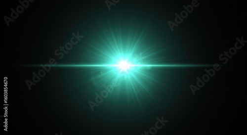 Emerald Ray: A mesmerizing display of light, featuring a vibrant emerald burst emitting from a single point in a captivating visual spectacle. 