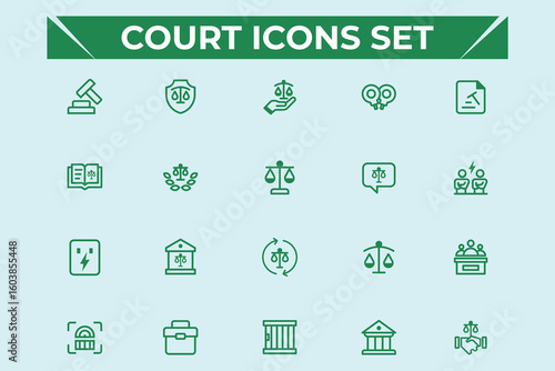 Legal Law And Justice new stylist icon set.  Law, Firm, Criminal, Court, Scales , gavel helicopter, scooter, taxi,and more. Vector illustration.