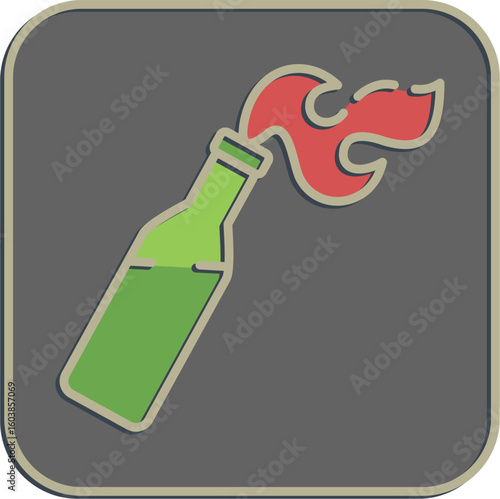 Icon molotov cocktails. Military and war elements. Icon in embossed style.