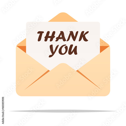 Thank you letter envelope vector isolated illustration