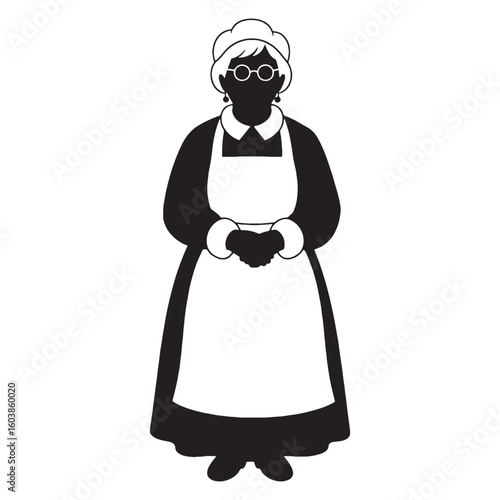 The holiday matriarch of magic – Mrs. Claus silhouette drawn in gentle Mrs. Claus vector – Mrs. Claus illustration – Christmas silhouette

