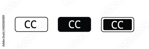 Closed caption icon linear logo isolated on white background.