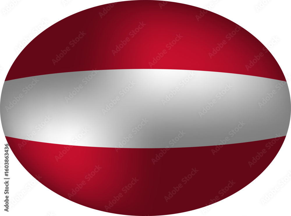Obraz premium Austria Flag Oval - European National Symbol on Egg-shaped Sphere Badge