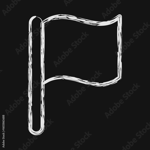 Icon surrender flag. Military and war elements. Icon in chalk style.