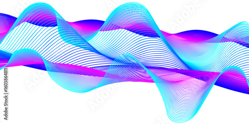 "Blue-Pink Dynamic Vector Waveforms on White — An Artistic Interpretation of AI-Powered Communication, Scientific Discovery, and Digital Sound Design"
