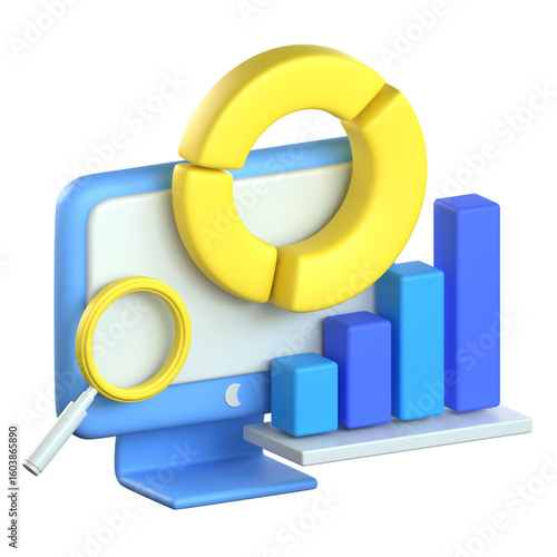 Data analytics dashboard 3D Icon colorful style