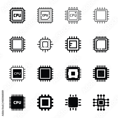 Processor icon, chip icon, CPU.