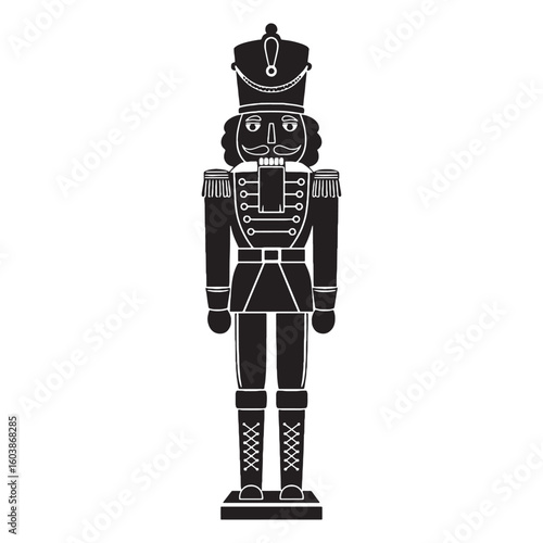 Timeless elegance in toy form – Nutcracker soldier silhouette crafted from bold Nutcracker soldier vector – Nutcracker soldier illustration – Christmas silhouette

