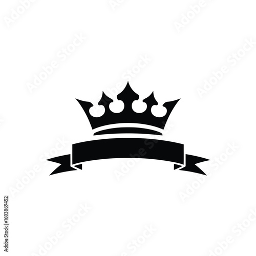 Black Crown with Blank Banner Award Icon