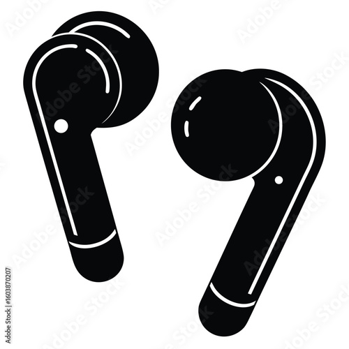 Sleek black wireless earbuds icon