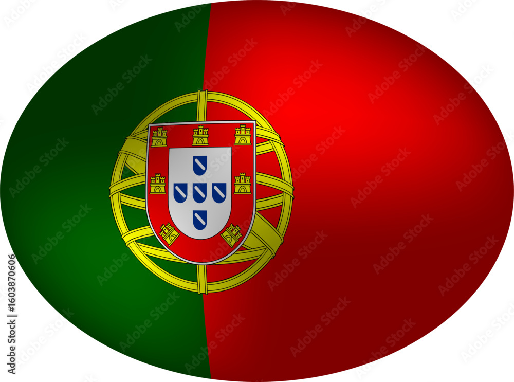 Obraz premium Portugal Flag Oval - European National Symbol on Egg-shaped Sphere Badge