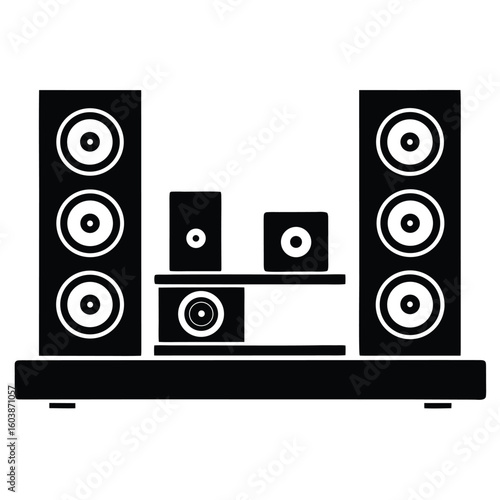 Modern home theater speaker system silhouette