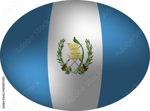 Guatemala Flag Oval - Central American National Symbol on Egg-shaped Sphere Badge