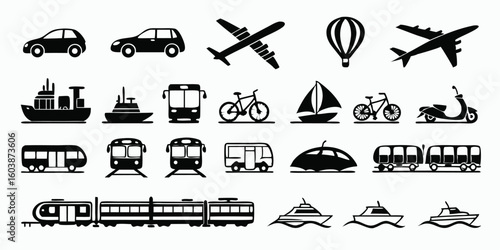icon transportation vehicle icon set