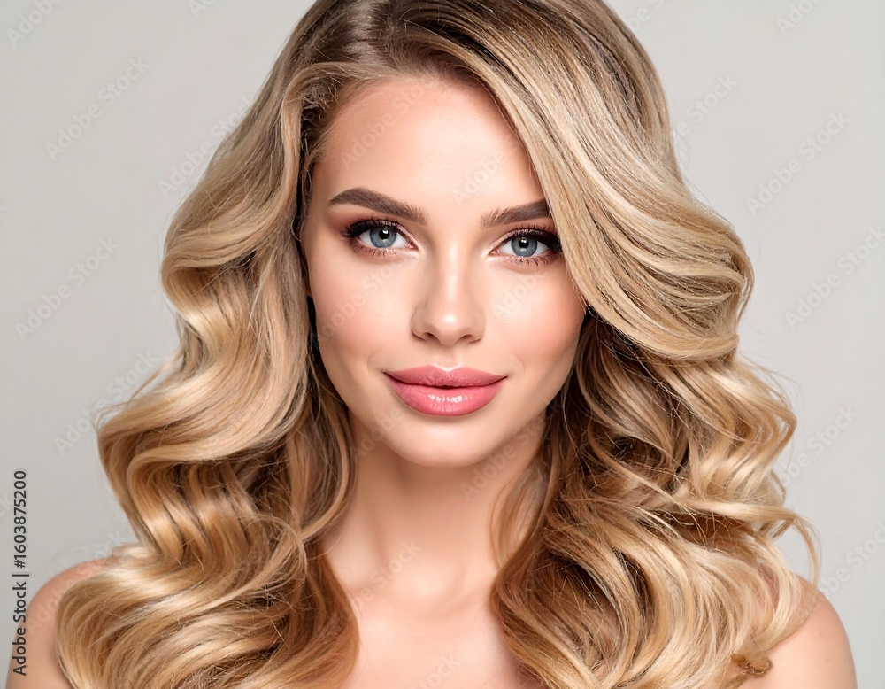 Fototapeta premium Beautiful blonde woman with wavy hair