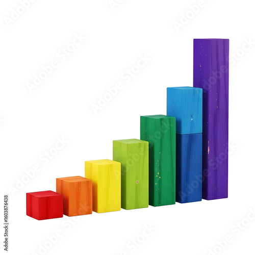 Free Download Colorful wooden blocks arranged in ascending bar graph formation isolated on a transparent background png, cut out, clipping path, social media, Advertisement, high quality, HD photo, close up,  web. - GFXLoad