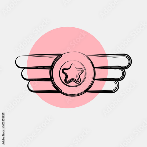 Icon badge. Military and war elements. Icon in color spot style.