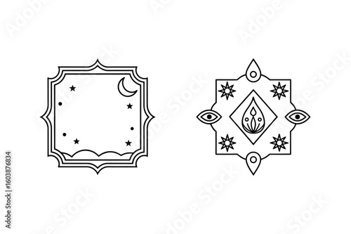 Celestial and mystical symbols moon stars