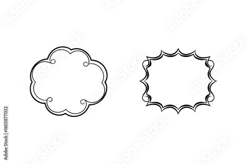Ornate decorative frames with swirling flourishes borders