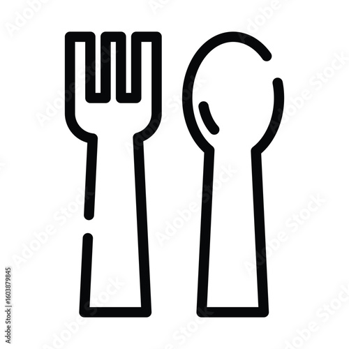 Outlined fork and spoon