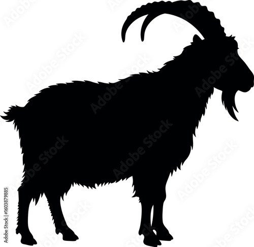 Black goat silhouette farm animal vector