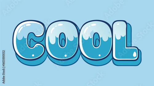 COOL icy typography with glossy effect and bold blue cartoon font style