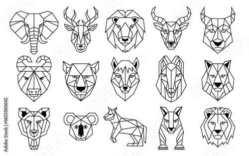 Geometric Animal Portraits: A captivating collection of geometric animal portraits, each rendered with precision and artistry, offering a modern and stylized representation of nature's diversity. 