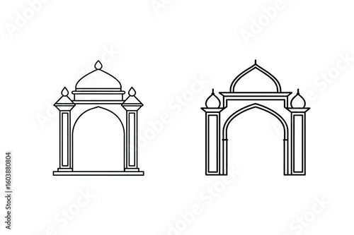 Islamic arches with domes and finials Islamic architecture