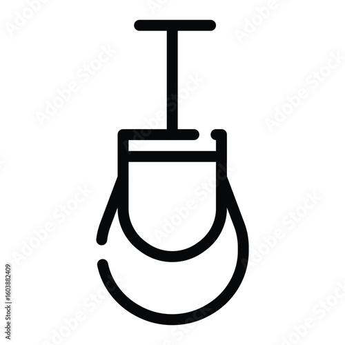 Blacklined chandelier silhouette consisting of top bar connecting stem  two nested Ushaped rounded edges