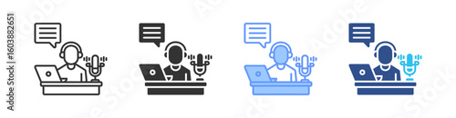 Broadcaster Multi Style Icon Set Vector 