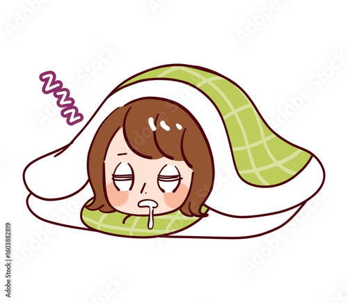 気持ちよく眠っている女性 / ベクター