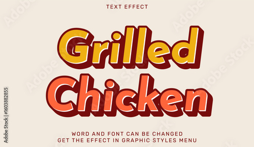 A vintage style text effect showcasing the title Grilled Chicken in bold and stylized font, perfect for promoting culinary graphics, restaurant menus, and artistic design projects