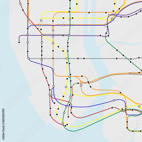 Manhattan Subway Map – New York City Metro Lines Vector Illustration