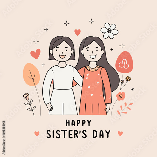 National Sisters Day Vector Illustration – Happy Sisterhood, Love, and Friendship