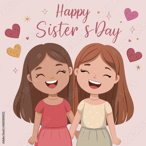 National Sisters Day Vector Illustration  Happy Sisterhood, Love, and Friendship
