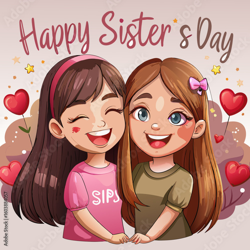 National Sisters Day Vector Illustration  Happy Sisterhood, Love, and Friendship