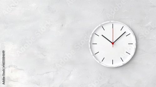 Wallpaper Mural A white clock with black hands and numbers on a white wall. Torontodigital.ca