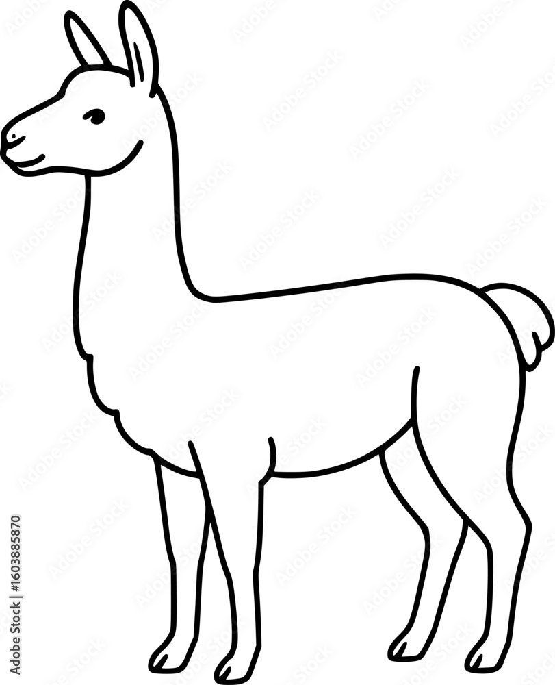 Fototapeta premium Llama Outline Icon. Minimalist Line Art Vector Illustration for Design